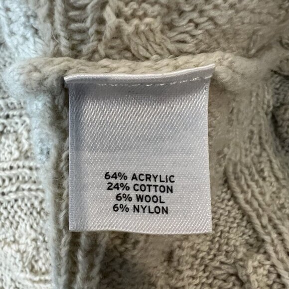 Caslon Sweater M Wool Blend Cable Open Knit Beige Boat Neck Pullover Size Medium - Picture 9 of 10